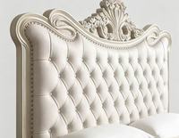 Lit de rangement Queen Size réglable de qualité supérieure, crème, capitonné, avec tête de lit sculptée florale ornée, garniture à clous, écologique, assemblé
