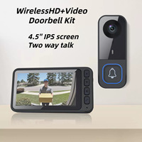 Sonnette vidéo intelligente la plus vendue, écran 4,5 pouces, interphone bidirectionnel sans fil, vision nocturne HD, capture automatique