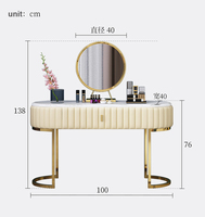Miroir de coiffeuse moderne éclairé et extensible en bois massif et acier inoxydable pour chambre, appartement, hôtel, mobilier de maquillage