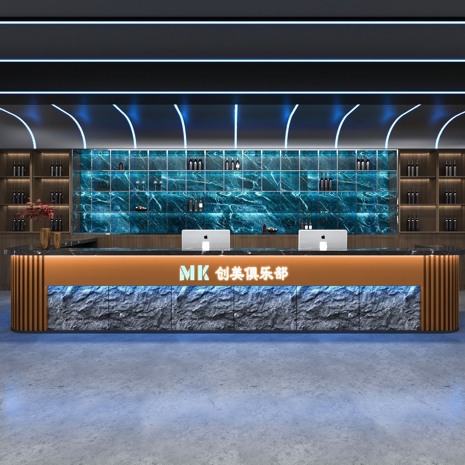 Faux marbre avec noir et orange