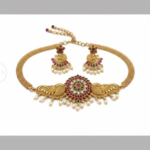 Ensemble de collier ras du cou en pierre de poterie plaquée or 10581096PGR ensemble de bijoux fins exquis - Product Image 2