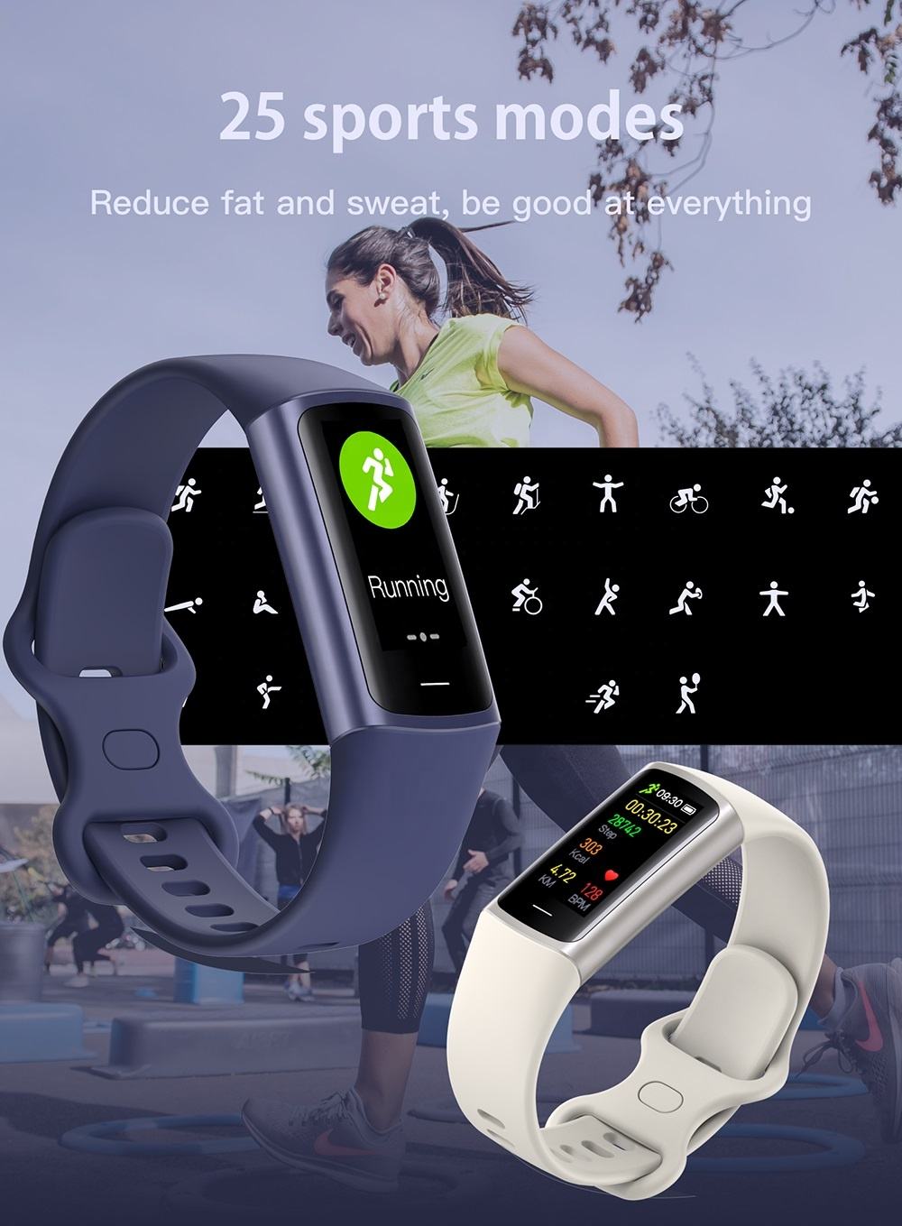 C68L Smart Wristbands Heart Rate Monitor Fitness Tracker