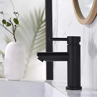 Robinet de lavabo cascade noir en acier inoxydable de qualité commerciale, mitigeur chaud/froid pour projets d'appartements modernes