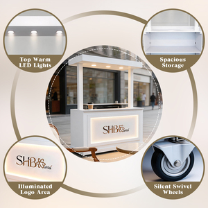 Carrello bar mobile a LED, chiosco commerciale pieghevole per la vendita di cibo, stand alimentare per negozi pop-up - Product Image 5