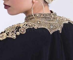 Trendy Collection Beaded Islamic <b>Abaya</b> O-Neckline Georgette Fabric Dubai <b>Wedding</b> Wear Loose Fitting Comfortable Kaftan - Product Image 3