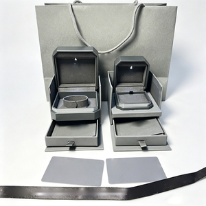 Luxury Gray <b>Jewelry</b> <b>Box</b> Set With Led Light <b>Drawer</b> Storage For Necklace Ring <b>Jewelry</b> Packaging Gift Bag Included - Product Image 6