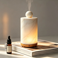 Diffuseur d'huiles essentielles en albâtre avec réservoir en marbre, sans plastique, ultrasonique, veilleuse aromathérapie à arrêt automatique, en pierre