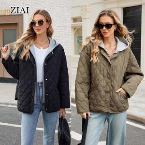 Haute qualité nouveau automne surdimensionné vert <span class=keywords><strong>noir</strong></span> <span class=keywords><strong>manteau</strong></span> bouffant femmes détachable à capuche à manches longues bouffant veste matelassée - Product Image 2