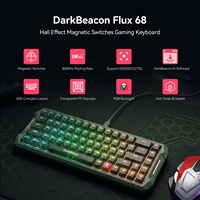Teclado Mecánico Flux 68 Verde AI con Cable, 65% de Teclas, Interruptores Magnéticos, Montaje Gasket, Efecto Hall, 8000Hz Rapid Trigger, Retroiluminación RGB, SOCD