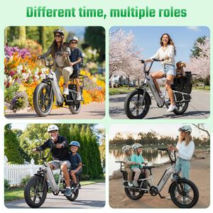 Bici Elettrica <span class=keywords><strong>Cargo</strong></span> Familiare K008 con Batteria 48V, Pneumatici Fat da 20 Pollici, Bici Elettrica da Città con Coda Lunga 750W - 1200W, Disponibile in Magazzino UE - Product Image 6