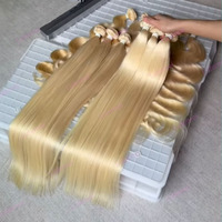Extensiones de Cabello Humano Virgen Rubio 613 de Vietnam y Camboya, al por Mayor, con Cutícula Alineada