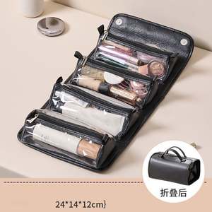 Bolsa de Maquillaje de Viaje Enrollable 4 en 1 Personalizable, Bolsa de Aseo Colgante de Gran Capacidad, Bolsa de Cosméticos Transparente con Cremallera Extraíble - Product Image 6