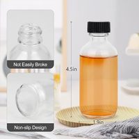 Vente en gros de flacons de Boston miniatures de 60 ml en verre transparent pour potions, jus, bien-être, shots de gingembre, liquides de whisky, essentiels de voyage avec couvercle