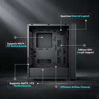 Boîtier d'ordinateur de bureau MicroATX en acier SPCC 0,6 mm 265x165x352 mm Hauteur du refroidisseur CPU 140 mm Longueur du GPU 240 mm 4 emplacements d'extension 2 ventilateurs