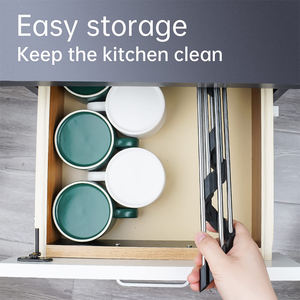 <span class=keywords><strong>Escurridor</strong></span> de platos enrollable triangular <span class=keywords><strong>plegable</strong></span> de acero inoxidable para esquinas pequeñas de fregadero, <span class=keywords><strong>escurridor</strong></span> de cocina <span class=keywords><strong>multiusos</strong></span> sobre el fregadero - Product Image 4