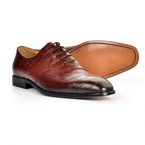 Formal Men's Embossed Calfskin Leather <b>Shoes</b> Handcrafted Design <b>Height</b> <b>Increasing</b> Lace-Up Pointed Toe Breathable Waterproof - Product Image 4