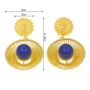 Zhuerrui ý vàng mạ nữ Bông tai lớn mặt dây chuyền phong cách Bông tai Dangler earbob Bông tai tai Vòng tai Mặt dây e008915 - Product Image 5