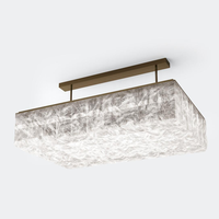Lampe moderne de luxe en cristal de roche pour restaurant Lampe de table rectangulaire en cristal naturel Lustre suspendu