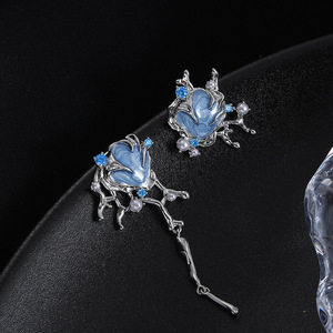 <span class=keywords><strong>Orecchini</strong></span> di lusso leggeri di personalità della moda S925 <span class=keywords><strong>orecchini</strong></span> in ottone con perno in argento Sterling collana con <span class=keywords><strong>orecchini</strong></span> di <span class=keywords><strong>perle</strong></span> di zirconi blu per le donne - Product Image 2