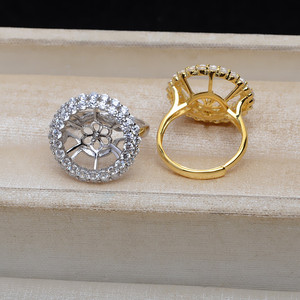 แหวนเงินแท้ S925 ลายดอกไม้บาน ปรับขนาดได้ 13-14 พร้อมไข่มุกและฐานเปล่า JG5129S92 อุปกรณ์ทำเครื่องประดับ - Product Image 3