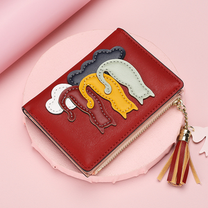 Cute Cat Women Girls Small Bifold Wallets PU Leather Zipper Waterproof Card Holder Multi-Card Slot Clutch <b>Purse</b> - Product Image 6