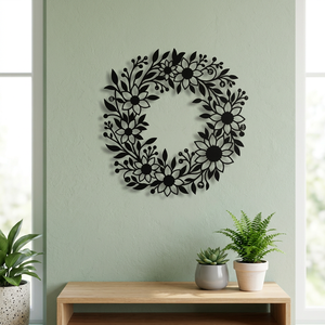 Corona Floral Rústica de Metal para Decoración de Pared, Hecha a Mano, Redonda, sin Luces, con Flores Decorativas, en Paquete Individual - Product Image 2