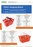 Panier de courses à double poignée, grande capacité, durable et facile à transporter, en PP bleu, 45L, pour supermarché et épicerie, B-43