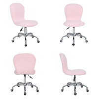 Silla de Oficina Ergonómica Moderna sin Brazos en Tela de Piel Sintética Blanca para el Hogar o Sala de Conferencias, Sillas Giratorias para Oficina en Casa