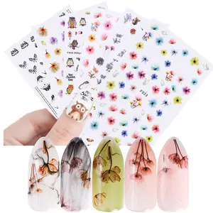 Ultima nail art adesivi adesivi decorativi estate fiori 3d adesivo per le unghie per la ragazza