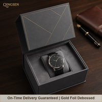 Caja Rígida Magnética Personalizada en Gris Carbón con Grabado en Dorado, Empaque de Regalo de Lujo para Relojes de Pulsera