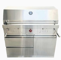 Barbecue à charbon de bois autoportant de style américain moderne et luxueux en acier inoxydable 304, avec chariot, pour intérieur/extérieur