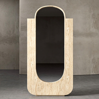 Miroir sur pied en marbre naturel en forme de U, miroir sur pied irrégulier pleine longueur, miroir décoratif de luxe pour la maison