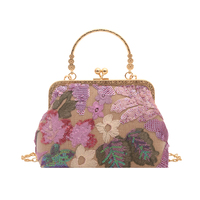 Sac de soirée rétro en dentelle brodée florale, mini pochette bandoulière pour mariages, dîners et rendez-vous