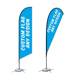 Tear Drop Feather Knife Beach Banner Flag With Stand Fiberglass Pole Aluminum Flagpole Tube