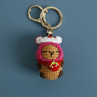 Design fait main amigurumi crochet animaux jouets porte-clés Poupée Capybara sac mobile accessoires Charme Tricotage porte-clés Capybara