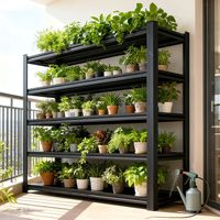 Étagère à fleurs en métal noir pour balcon, rayonnage en acier léger, étagères de rangement en acier sans boulons pour la maison, rayonnage de rangement en acier pour équipements de gym
