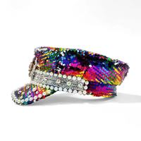 Casquettes de fête en peluche pour festivals de musique, raves, Burning Man, plage et extérieur, avec paillettes arc-en-ciel, perles, strass et pierres précieuses, vente en gros, MOQ 3
