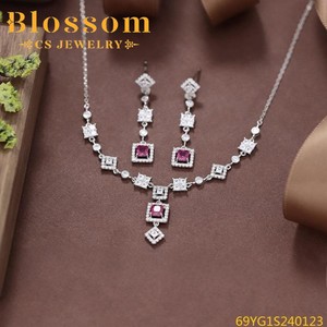 Hoa CS Đồ Trang Sức Sang Trọng 925 Sterling Silver Bạc Đá Quý Với Zirconia Vòng Cổ Thời Trang Hàng Ngày Bông Tai Phụ Nữ Đồ Trang Sức Tốt Bộ - Product Image 3