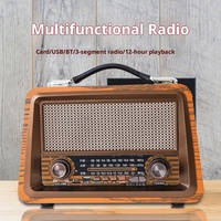 Penjualan laris Speaker nirkabel Bt rumah kayu senter Radio FM AM Retro Speaker Stereo Mini portabel