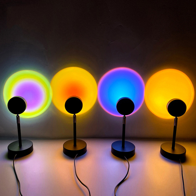 Modern Nordic Sunset Projection Lamp with 180 Degree LED Light Electric PC Body for Bedroom Ambiance