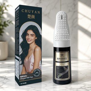 Tinte de Cabello Herbal OEM Jet Black de Cobertura Instantánea con Aplicador de Cepillo y Peine - Product Image 1