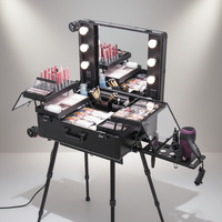 Valise à roulettes pour maquilleur WETRUST 24 pouces, professionnelle, avec éclairage LED rotatif, pour studio de maquillage
