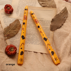 Bougie conique sans fumée pour décoration d'Halloween, motif fantôme, citrouille, chauve-souris, toile d'araignée, emballage cadeau, bougies longues de 10 pouces - Product Image 5