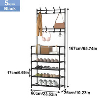 Porte-vêtements et sacs intégré pour la maison, support de rangement sur pied à quatre à cinq niveaux pour manteaux, étagère pliante pour chambre à coucher