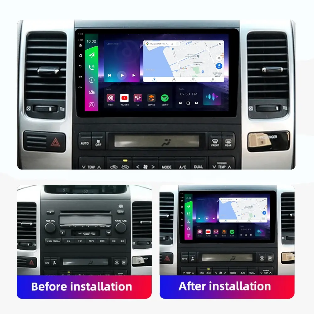 Gps Navigation Dashboard Android Tv Dvd Radio Head Unit For Toyota Landcruiser Prado 2002 2003 2004 2005 2006 2007 2008 2009