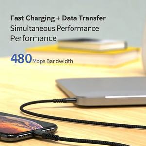 Câble de charge rapide USB C vers Lightning en nylon tressé de 2M, noyau en cuivre étamé épais, transfert de données à 480Mbps, cordon de chargeur à puce sécurisée - Product Image 4