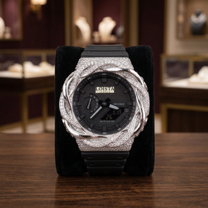 Montre Loista Jewels de luxe à mouvement quartz ETA, cadran carré, boîtier en acier inoxydable avec diamants Moissanite, bracelet en caoutchouc, pour les entreprises - Product Image 3