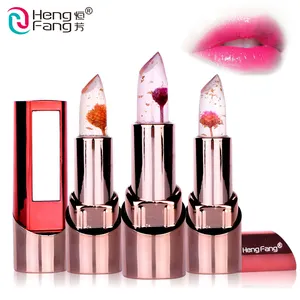 Pelembab Parfum Label Pribadi Perubahan Suhu Warna Lip Balm Bunga Foil Emas Gel Make Up Lipstik