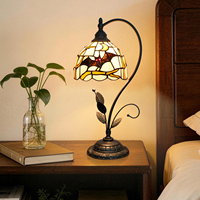 Lampe de table créative d'Halloween, chauves-souris noires, lampe de chevet en verre teinté, style Tiffany, feuilles métalliques, lampe de bureau pour la maison, le bureau, le bar