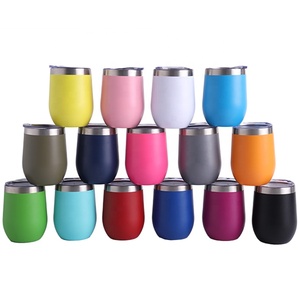 Vaso de vino aislado de acero inoxidable con forma de huevo de 12 oz multicolor con tapas 6-12 horas Aislamiento térmico Ecológico - Product Image 1